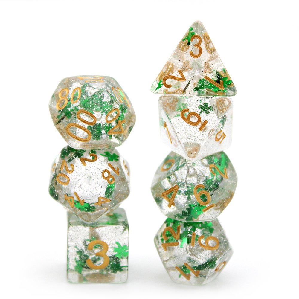 Custom All Sizes Shapes 7Pcs Polyhedral Glitter Dice Set Dnd Rpg Board Game Dice Manufacturers