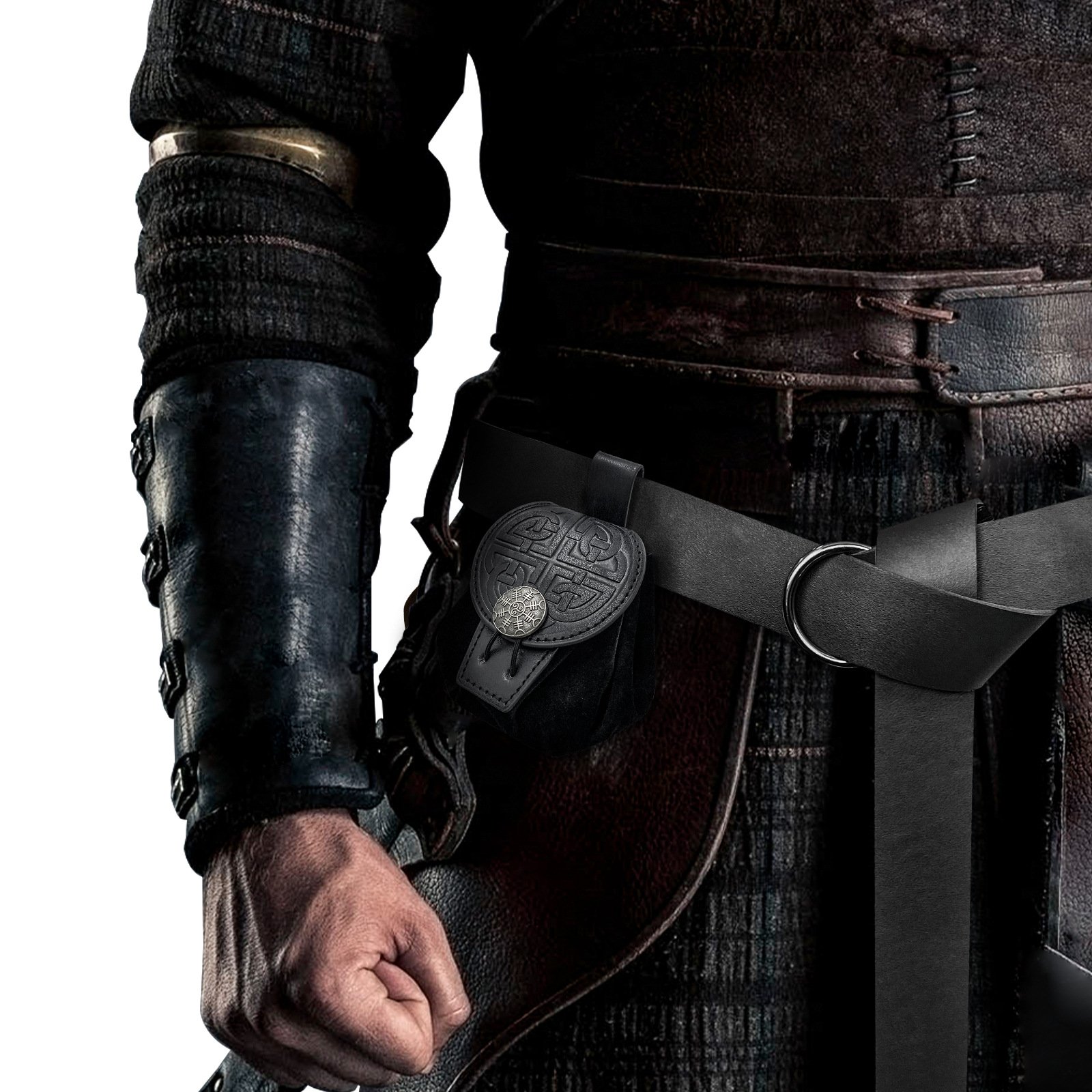 Medieval PU Leather Waist Belt Pouch Retro Portable Drawstring Dice Bag for Role Playing Game