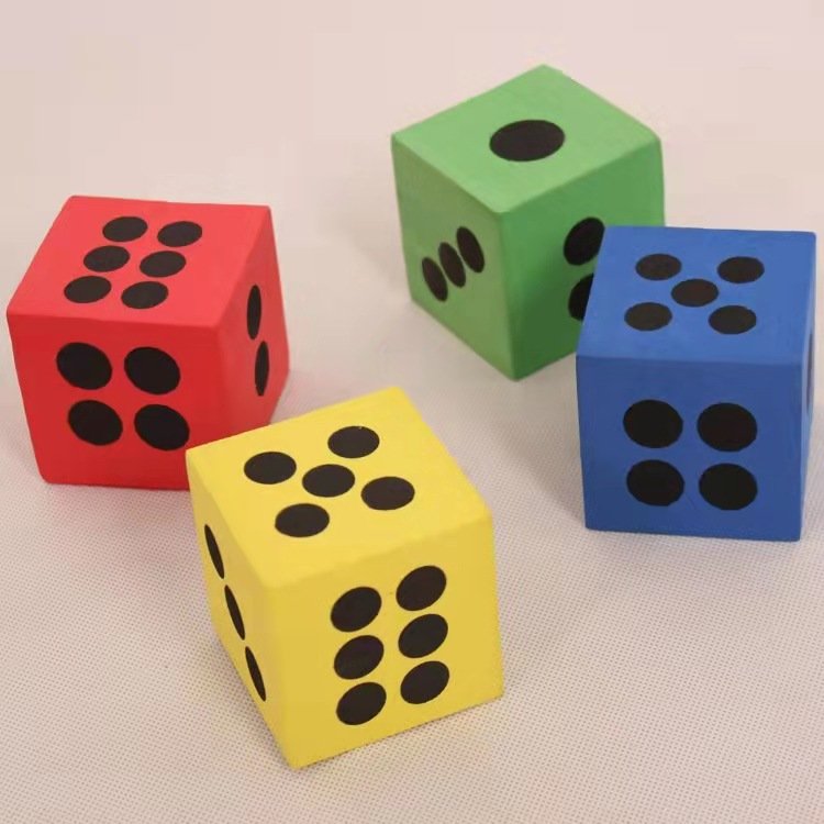 Manufactory Custom Printed Branded Logo Multi-Color High Density Soft EVA Foam Dice for Kids