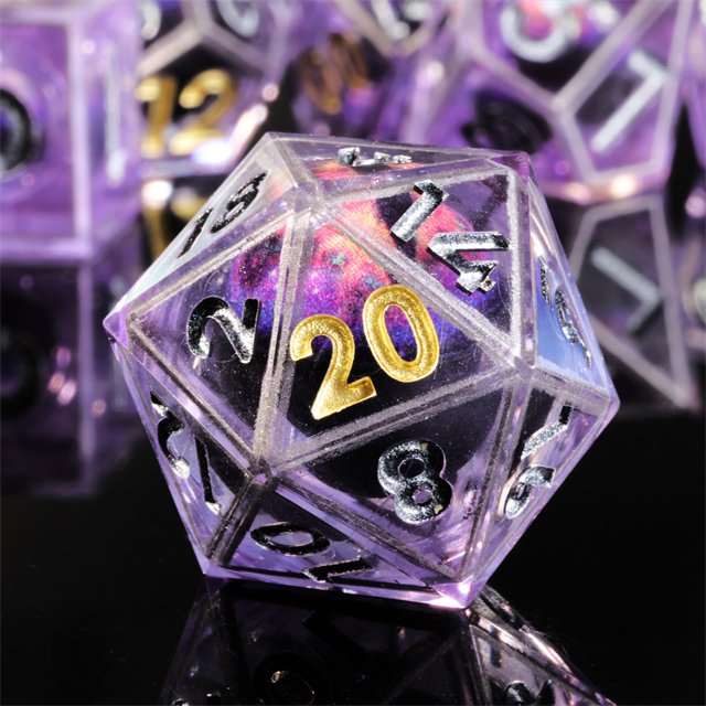 MINI PLANET Purple Diamond Dragon Eye Liquid Core Resin wholesale custom dnd dice DND Dice Set Polyhedral Board Game RPG Dice