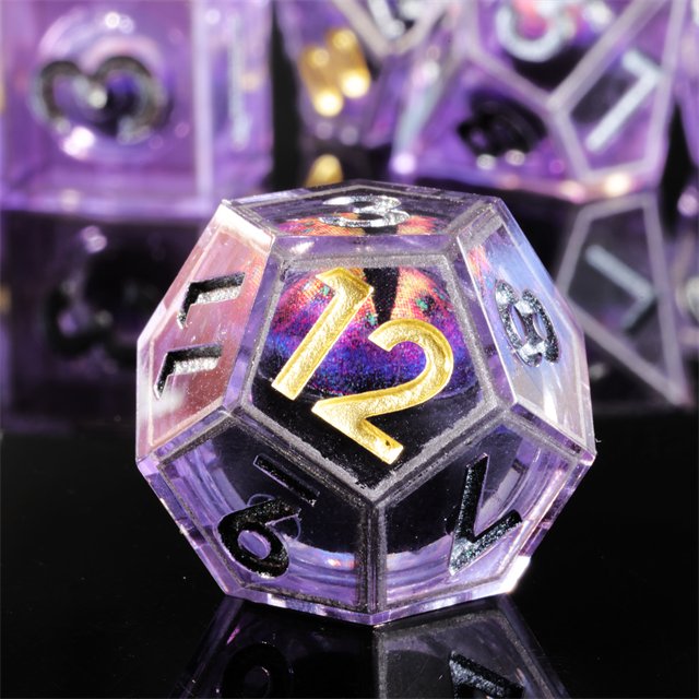 MINI PLANET Purple Diamond Dragon Eye Liquid Core Resin wholesale custom dnd dice DND Dice Set Polyhedral Board Game RPG Dice