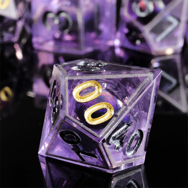 MINI PLANET Purple Diamond Dragon Eye Liquid Core Resin wholesale custom dnd dice DND Dice Set Polyhedral Board Game RPG Dice