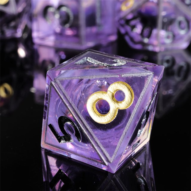 MINI PLANET Purple Diamond Dragon Eye Liquid Core Resin wholesale custom dnd dice DND Dice Set Polyhedral Board Game RPG Dice