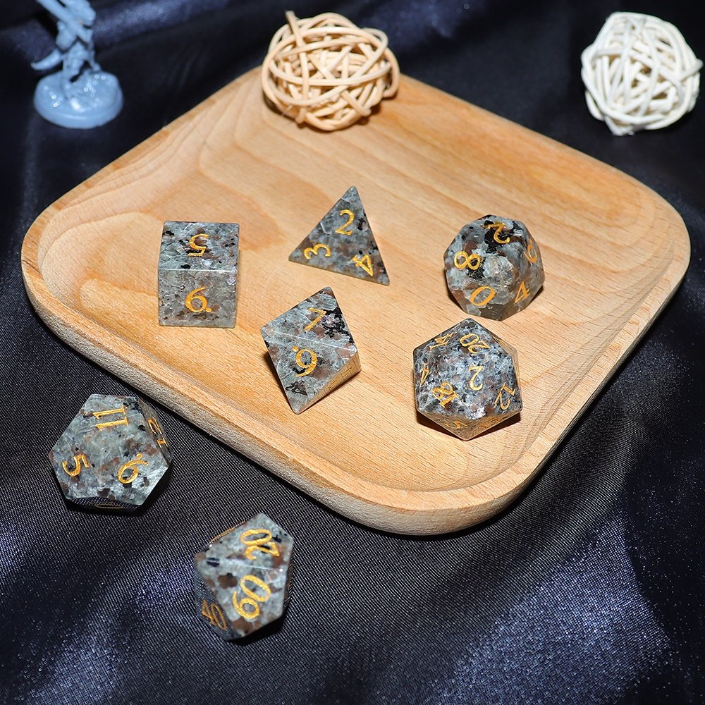 Tabletop Game Dice Flame Stone RPG Dice DND Natural Gemstone Dice Set For Dungeons and Dragons DND