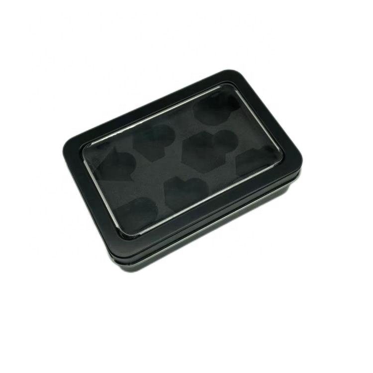 Good Quality Black Tin Metal Dice Box PVC Clear Window DND Dice Case for Gamer