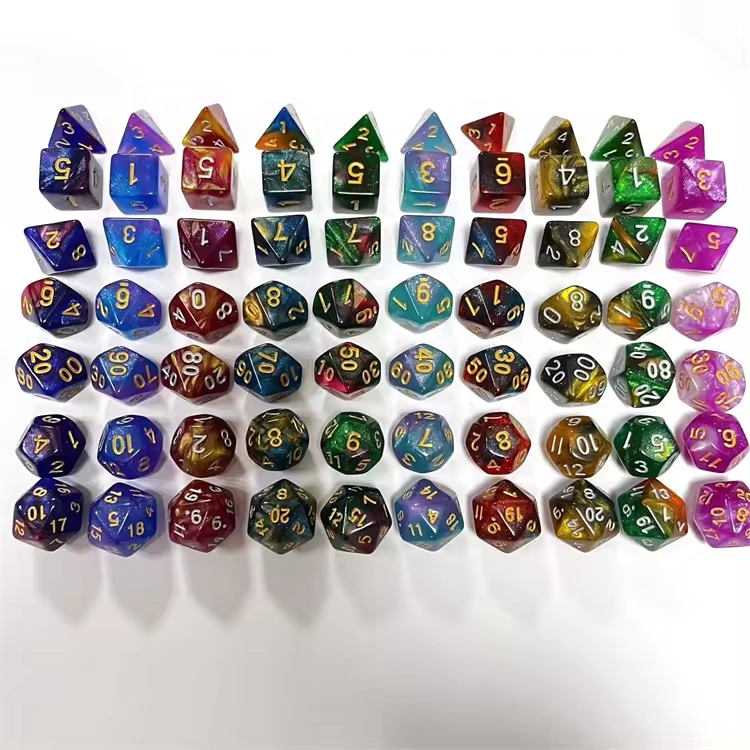 LM Wholesale 18 Colors Starry Tales 7 Pieces Polyhedral Acrylic DND Dice for DND Games