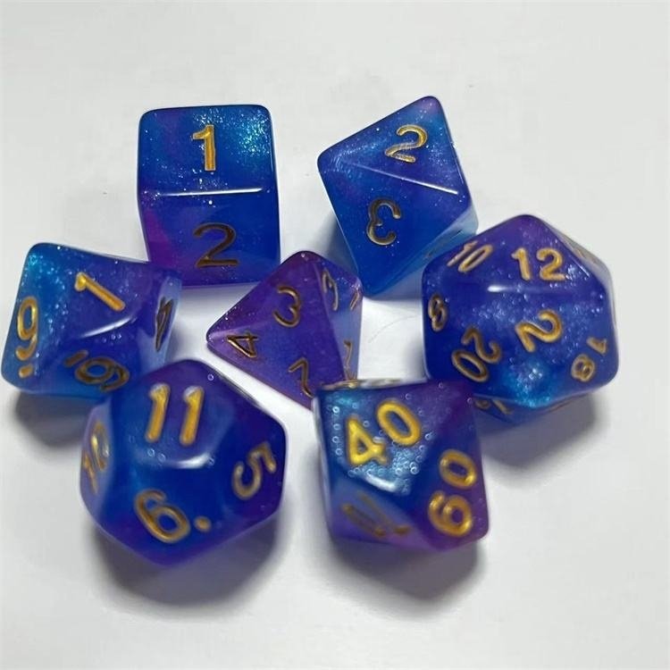 LM Wholesale 18 Colors Starry Tales 7 Pieces Polyhedral Acrylic DND Dice for DND Games