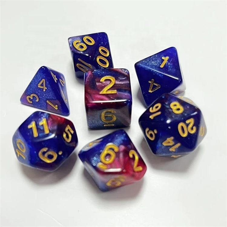 LM Wholesale 18 Colors Starry Tales 7 Pieces Polyhedral Acrylic DND Dice for DND Games