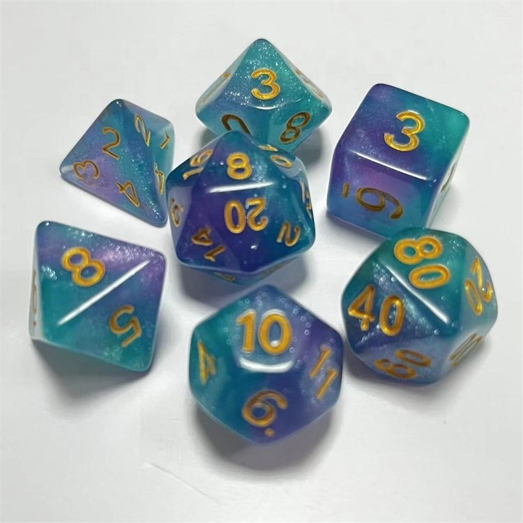 LM Wholesale 18 Colors Starry Tales 7 Pieces Polyhedral Acrylic DND Dice for DND Games