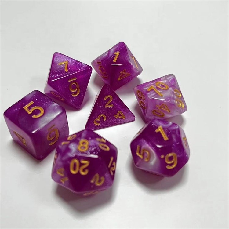 LM Wholesale 18 Colors Starry Tales 7 Pieces Polyhedral Acrylic DND Dice for DND Games