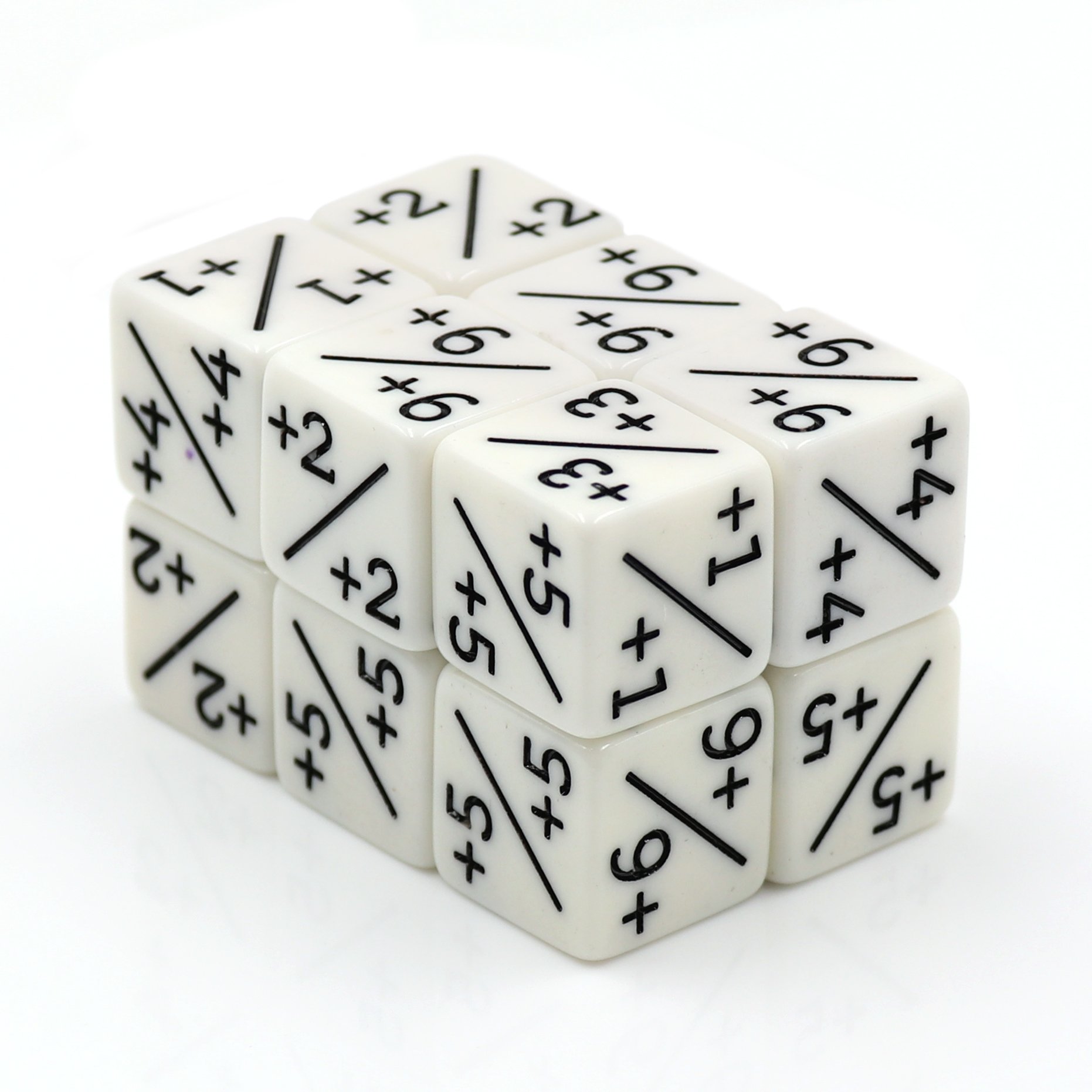 HS 16mm+/- Plus sign minus sign white and black dice plastic cube plastic acrylic opaque dice