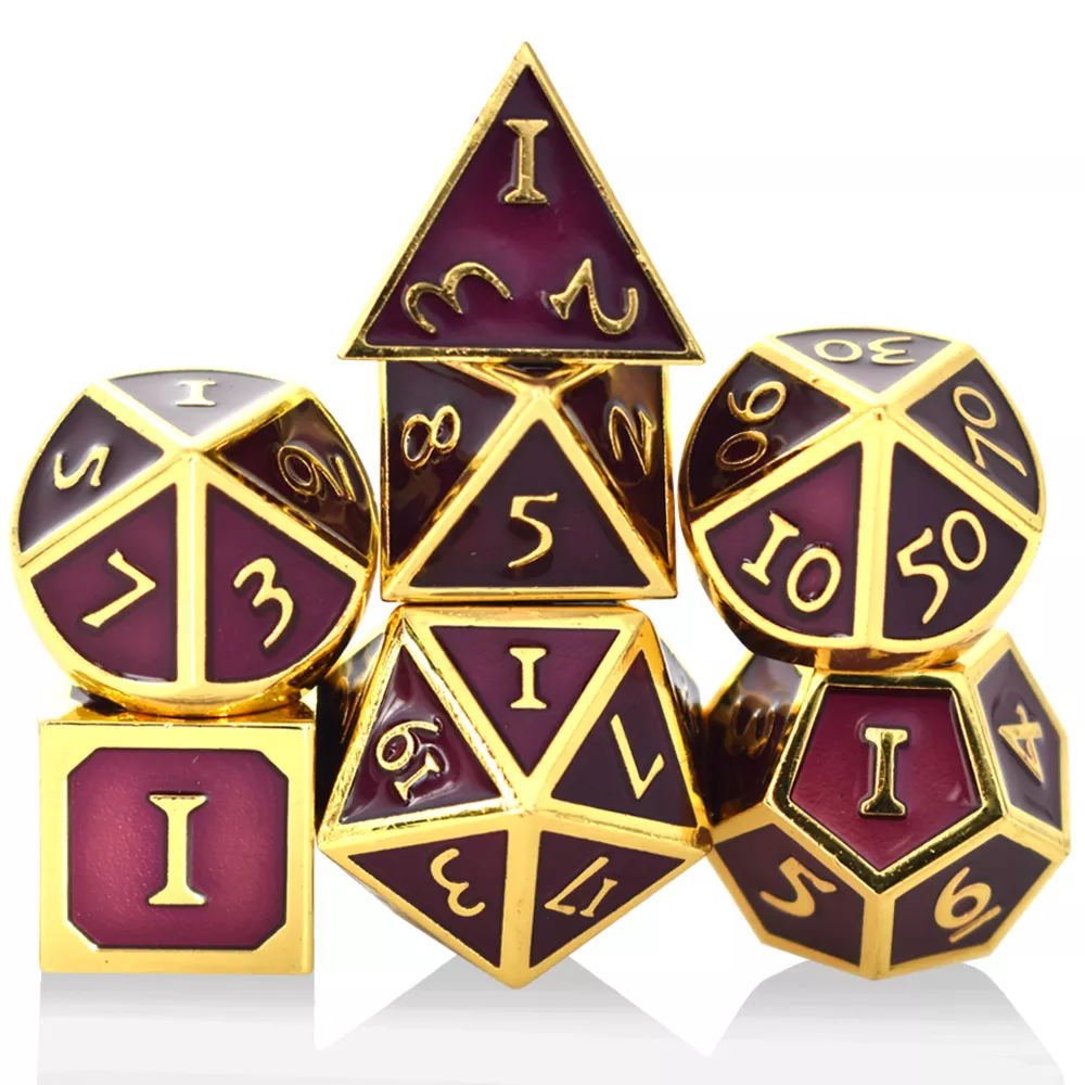 High Quality D20 Size 16mm 20mm Factory Wholesale 7pcs Set Custom Logo Metal Ancient Dice for D&D RPG Dungeons Dragons