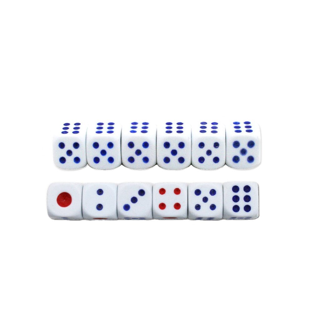 16mm 12mm white color dice with colorful dots d6 customized acrylic plastic clear dice set in board game