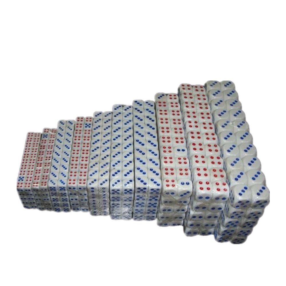 16mm 12mm white color dice with colorful dots d6 customized acrylic plastic clear dice set in board game