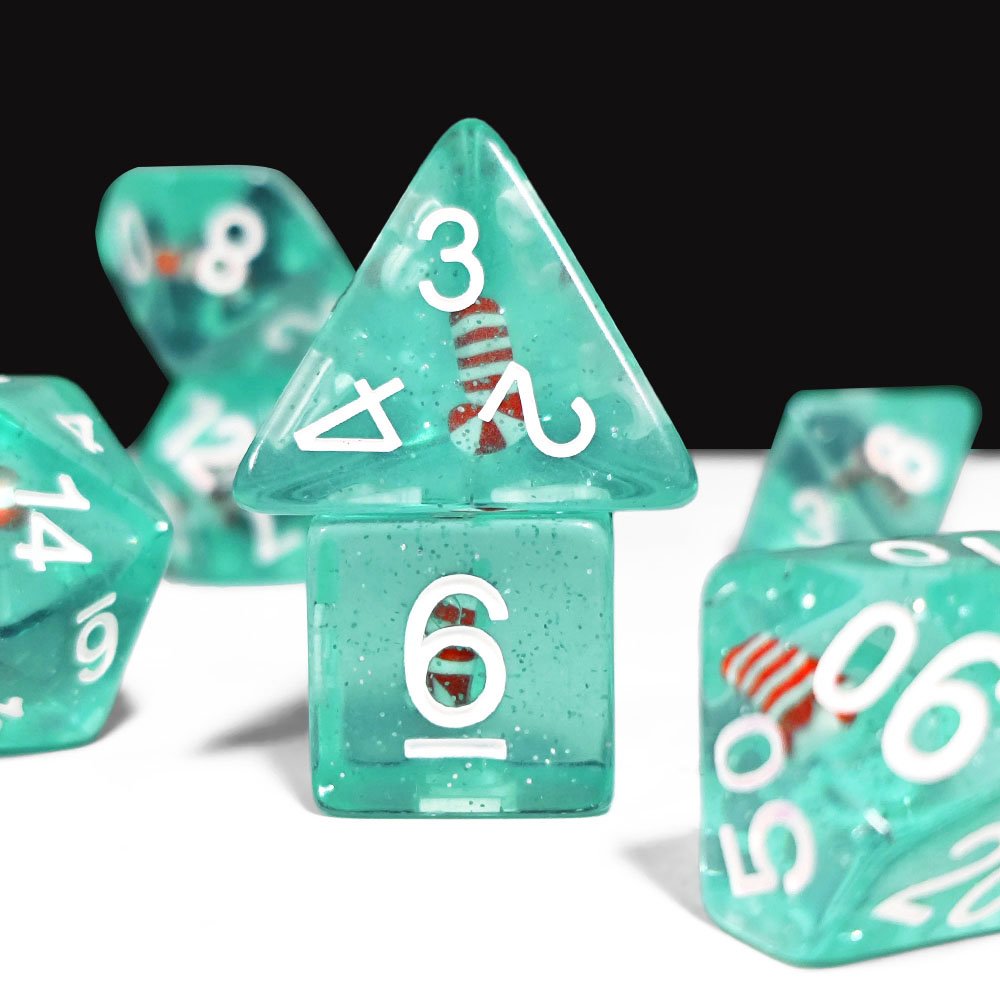 Christmas Themed Resin Dice For Dnd Rpg Mtg Board Games Or Card Games Dungeons And Dragons High Quality Dice Set