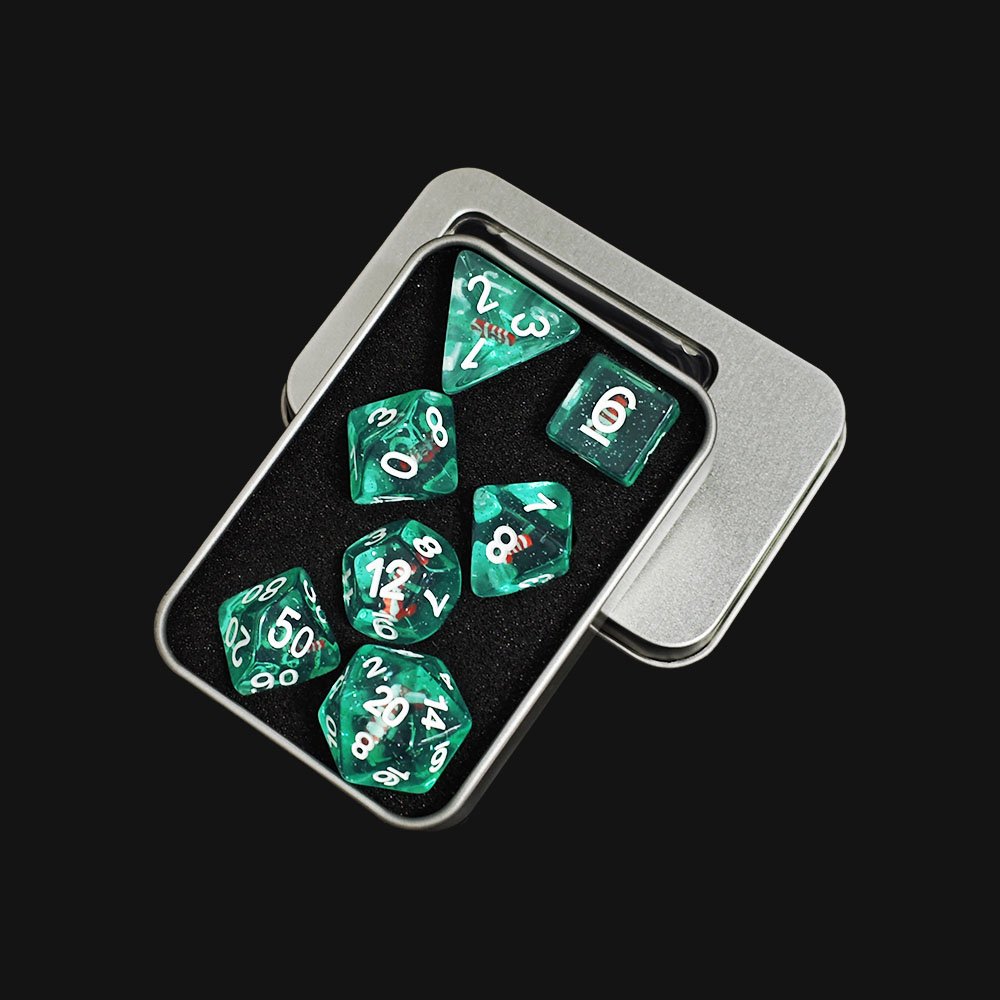Christmas Themed Resin Dice For Dnd Rpg Mtg Board Games Or Card Games Dungeons And Dragons High Quality Dice Set