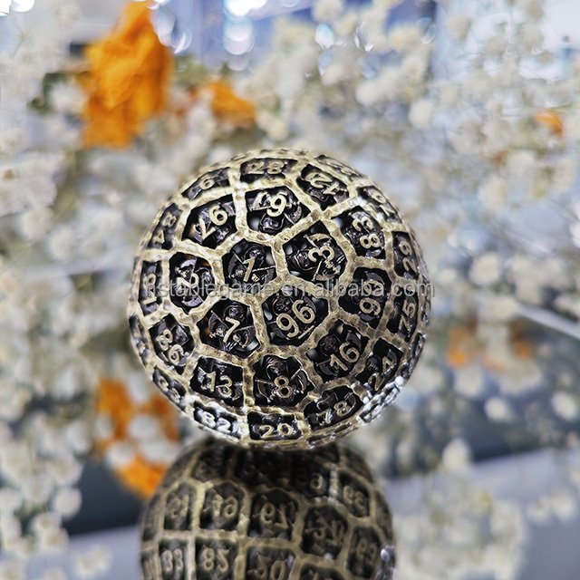 New Style Hot Sales Hollow Metal D100 Puzzle Pame Game Dice 100 Sides Spherical Dice Dungeons And Dragons Dice