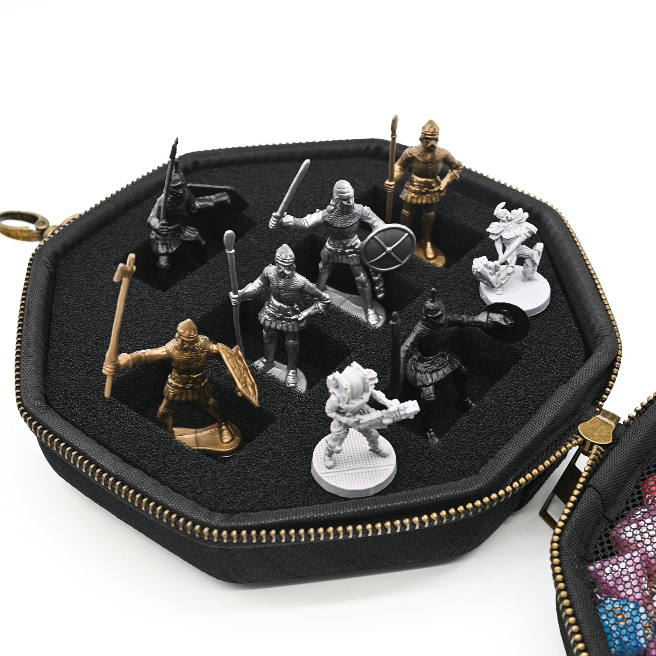 Tabletop RPG Dungeons and Dragons Miniature Figure Storage Case Hard Shell Dice Bag for Game Night