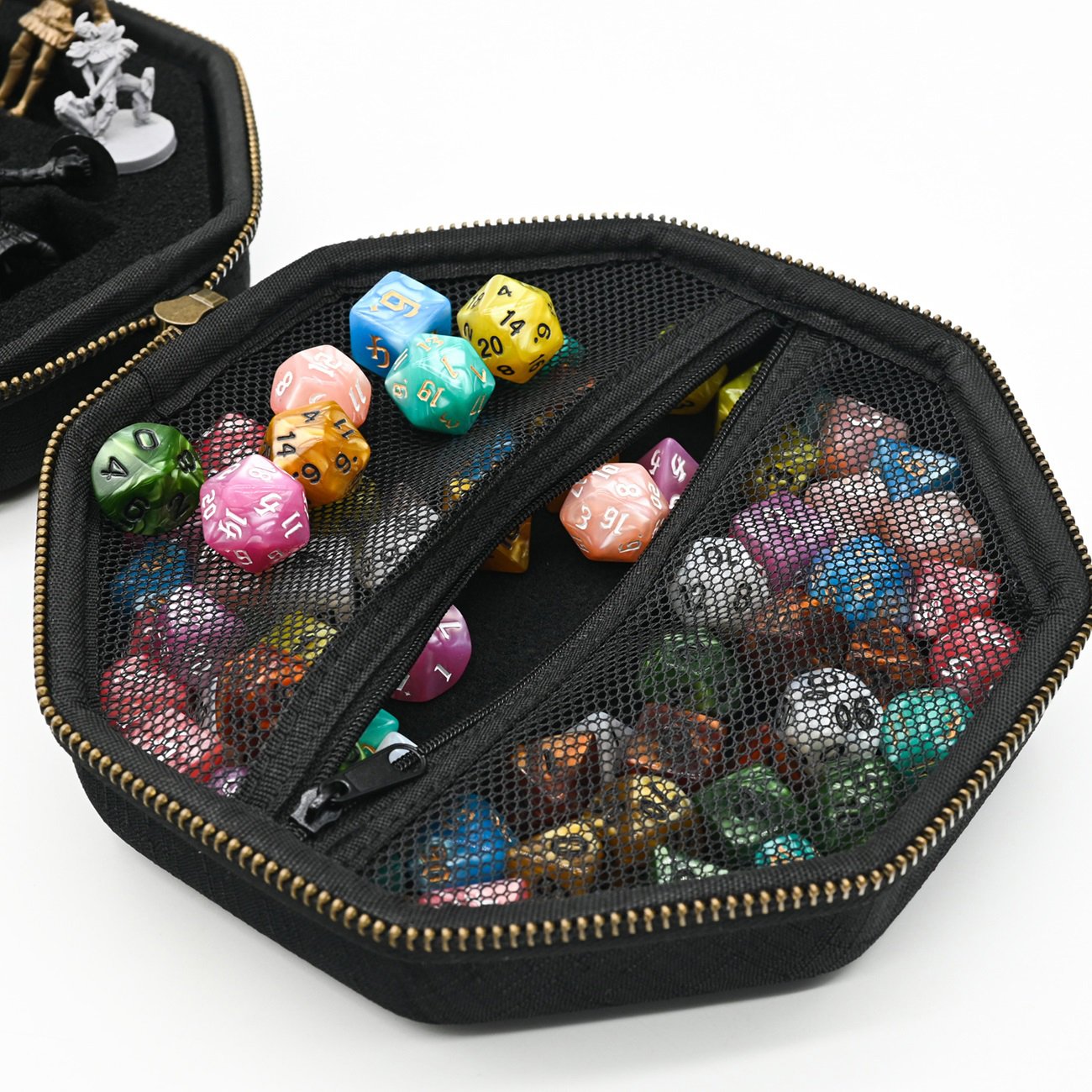 Tabletop RPG Dungeons and Dragons Miniature Figure Storage Case Hard Shell Dice Bag for Game Night