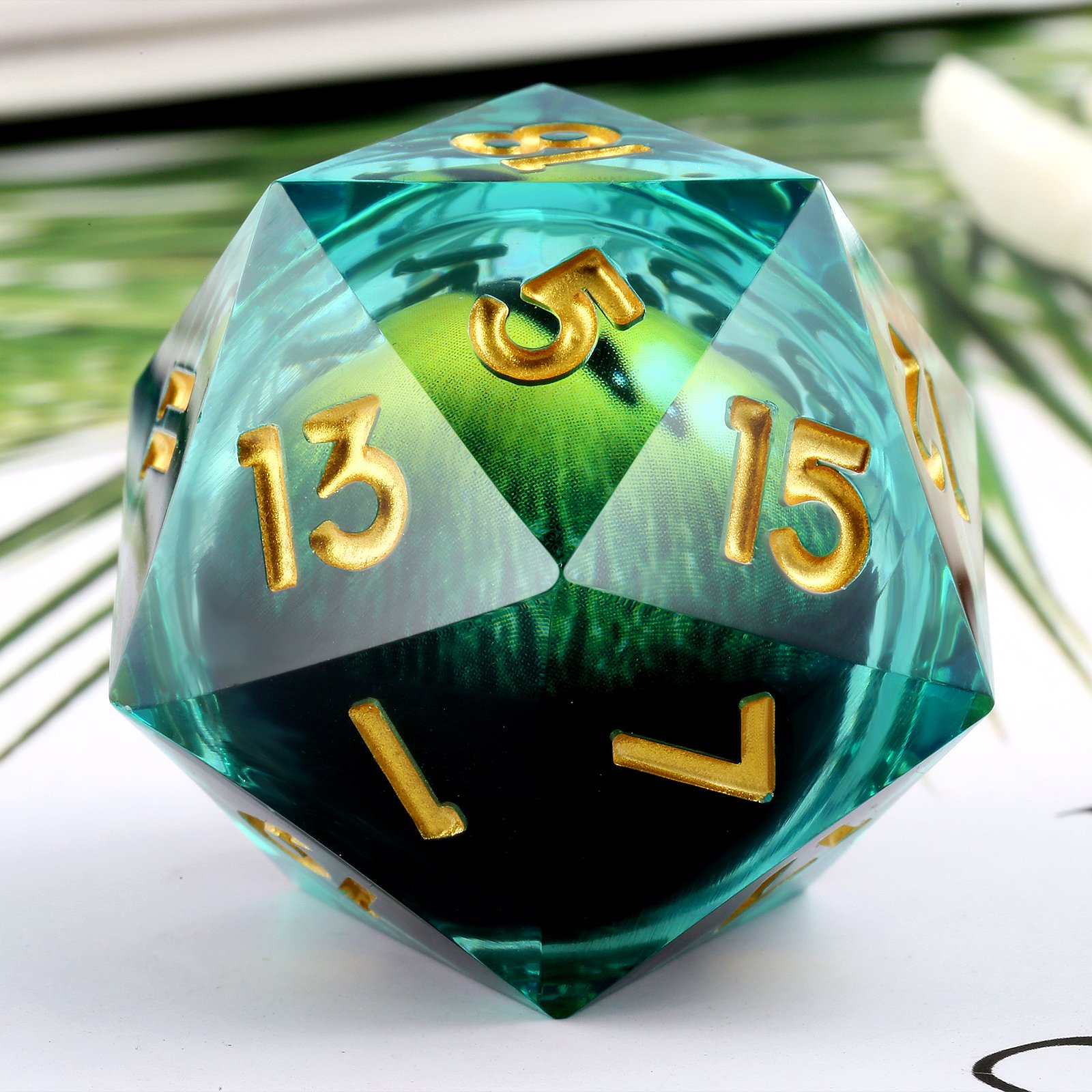 Flower 33mm Giant Custom D20 Dice Set Dragon Eye 20 Sides Dice 20 Sided Bulk Dice Resin with Gift Box for Role-Playing Games