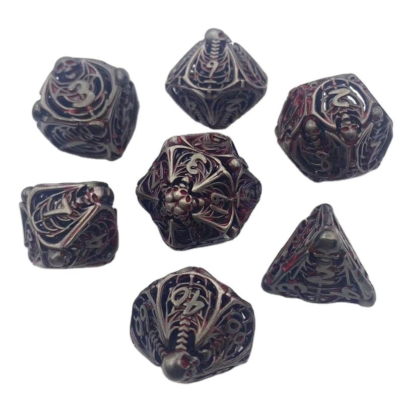 COC Polyhedron Metal Hollow Dice DND Dungeons & Dragons Board Game Skull Unique Shape for Enhanced Gameplay