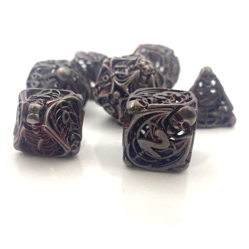 COC Polyhedron Metal Hollow Dice DND Dungeons & Dragons Board Game Skull Unique Shape for Enhanced Gameplay