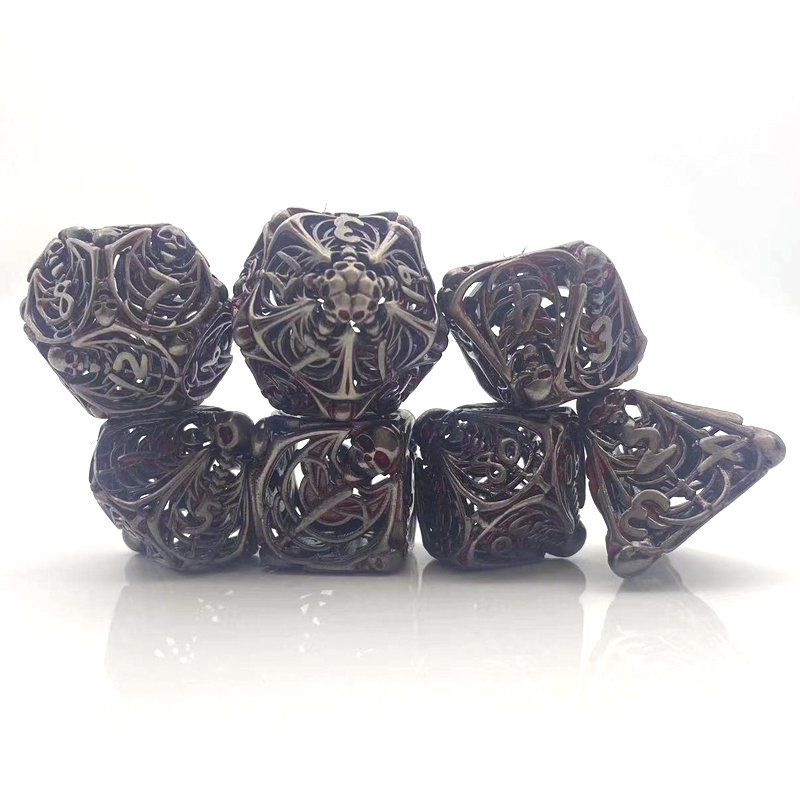 COC Polyhedron Metal Hollow Dice DND Dungeons & Dragons Board Game Skull Unique Shape for Enhanced Gameplay