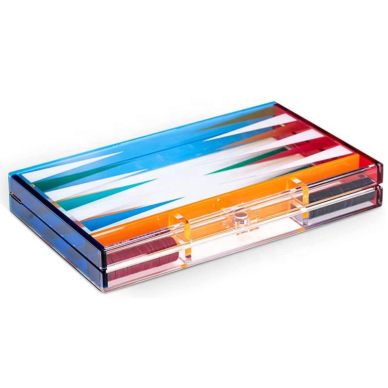 Acrylic Backgammon Set Playing Pieces & Leather Dice Cups
