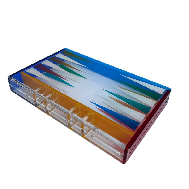Acrylic Backgammon Set Playing Pieces & Leather Dice Cups