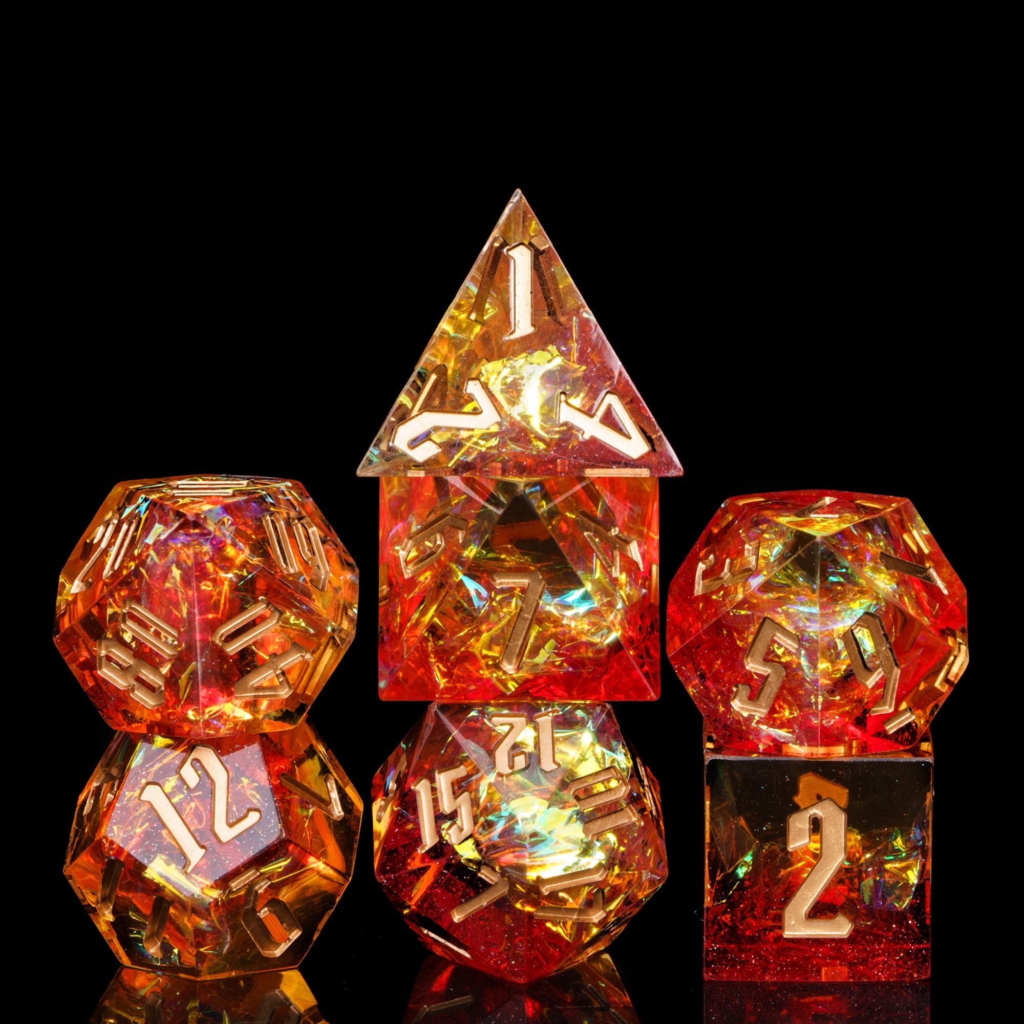 Udixi Custom Handmade Flame Resin Dice Dungeons and Dragons role play games DND rpg board game Dice Set
