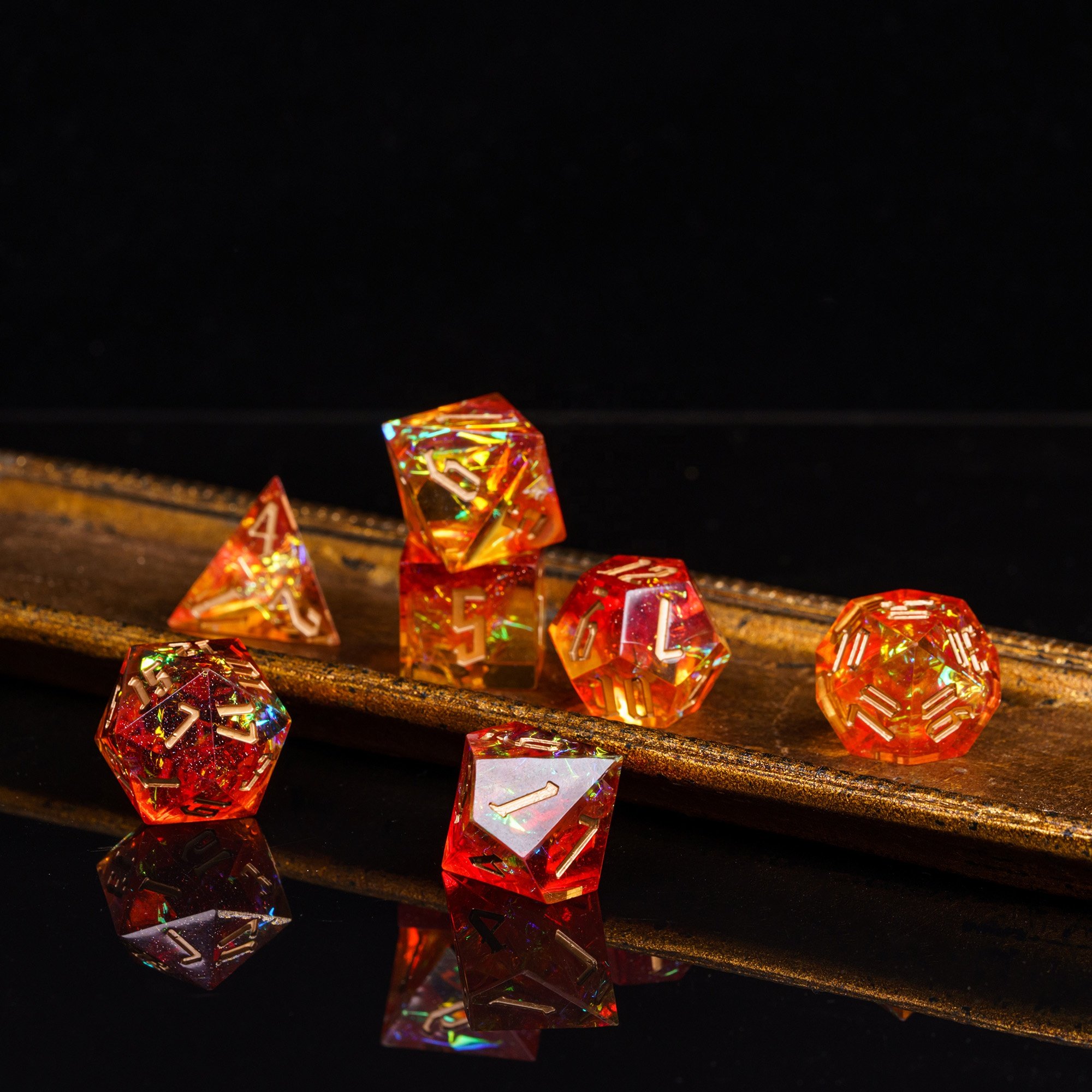 Udixi Custom Handmade Flame Resin Dice Dungeons and Dragons role play games DND rpg board game Dice Set