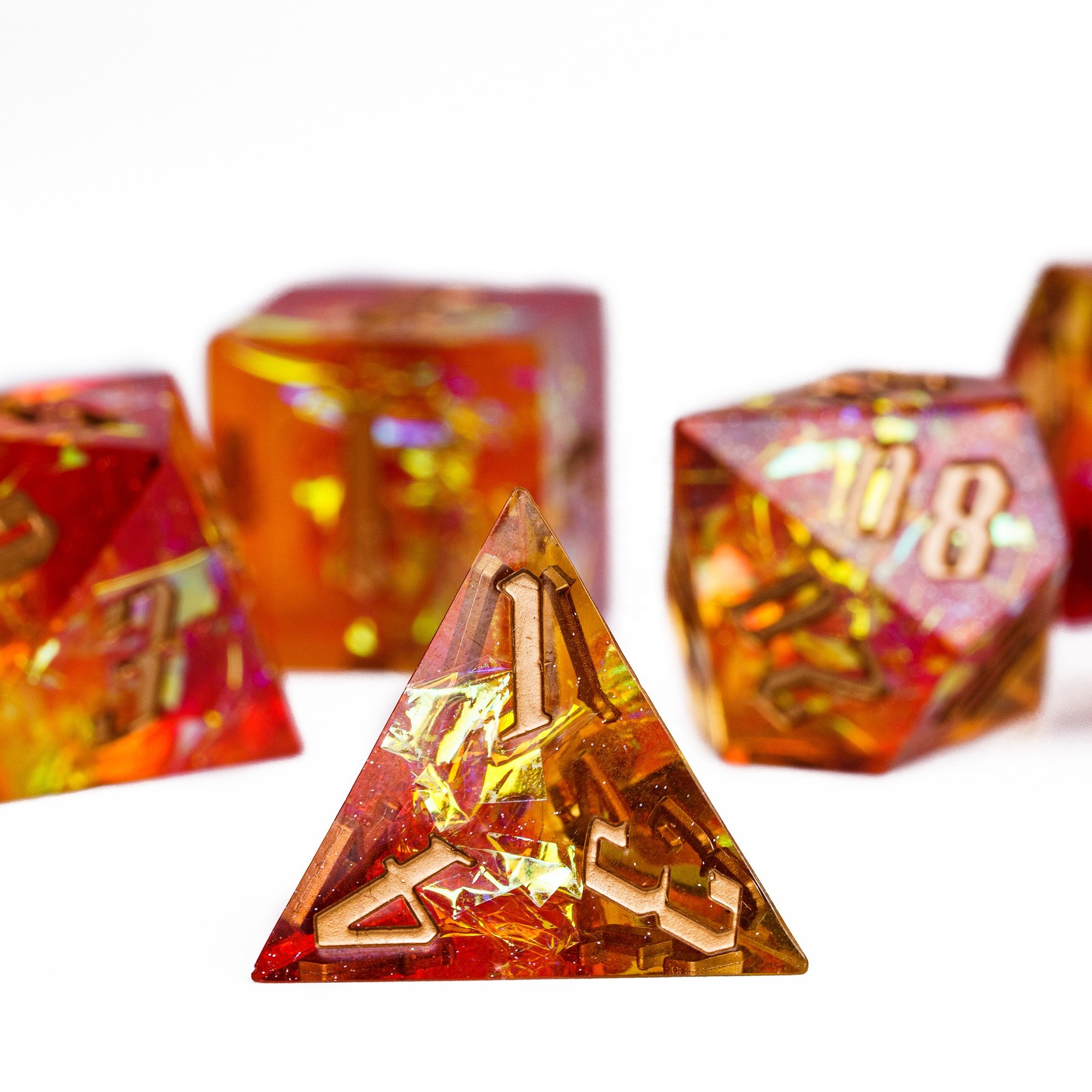 Udixi Custom Handmade Flame Resin Dice Dungeons and Dragons role play games DND rpg board game Dice Set