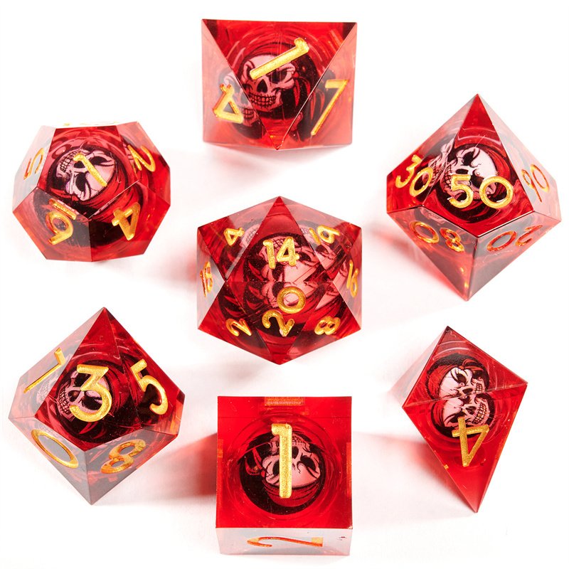 Dnd game player's beautiful and popular Christmas liquid core resin sharp edge dice set