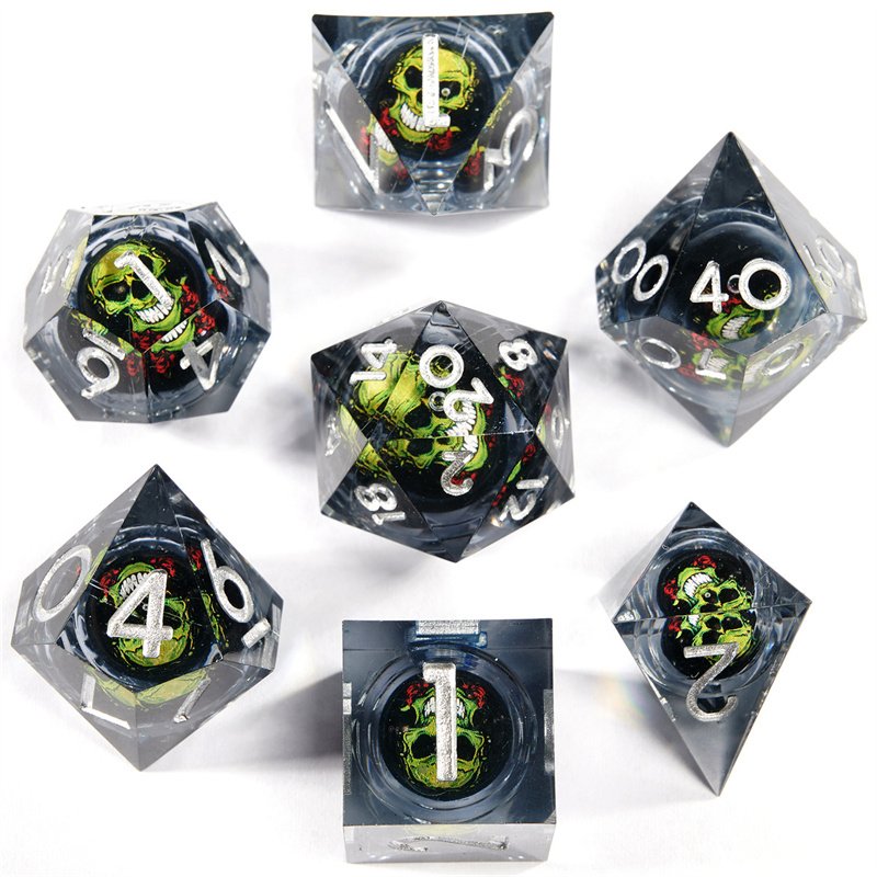 Dnd game player's beautiful and popular Christmas liquid core resin sharp edge dice set