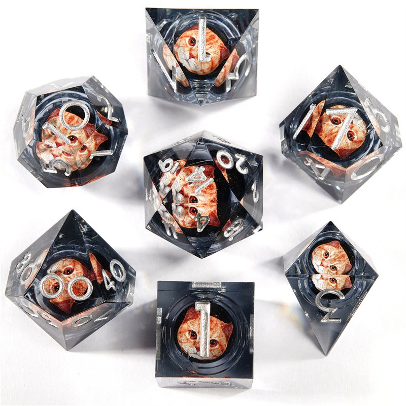 Dnd game player's beautiful and popular Christmas liquid core resin sharp edge dice set