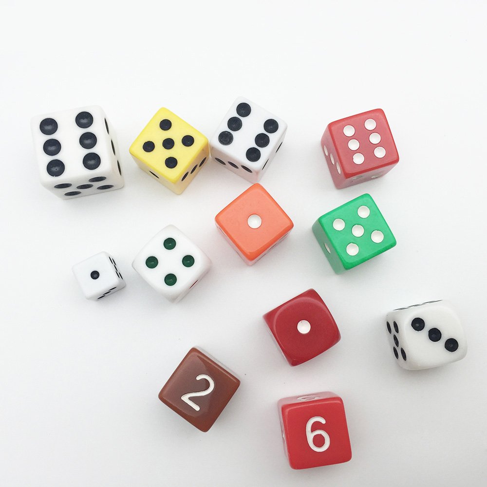 Custom Standard 6 Sided Plastic Game D6 Board Game Dice Pieces With 12mm