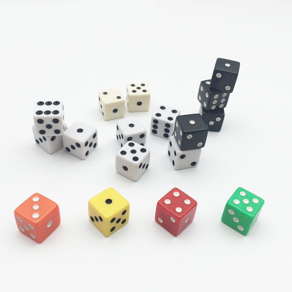 Custom Standard 6 Sided Plastic Game D6 Board Game Dice Pieces With 12mm