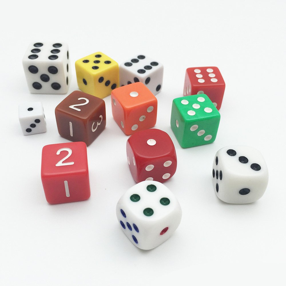 Custom Standard 6 Sided Plastic Game D6 Board Game Dice Pieces With 12mm