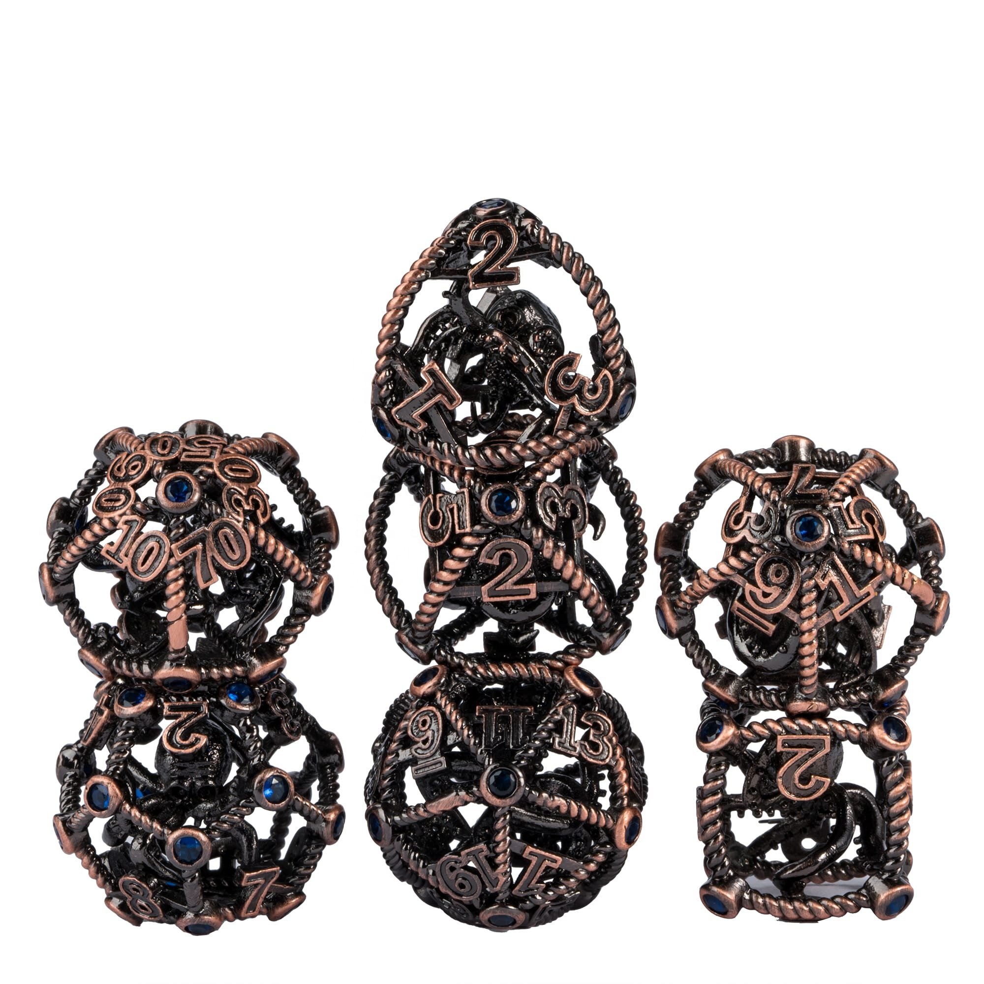 Udixi Custom Ancient Hollow Metal Diamond Octopus dice Dungeons & Dragons dice role playing game dice set