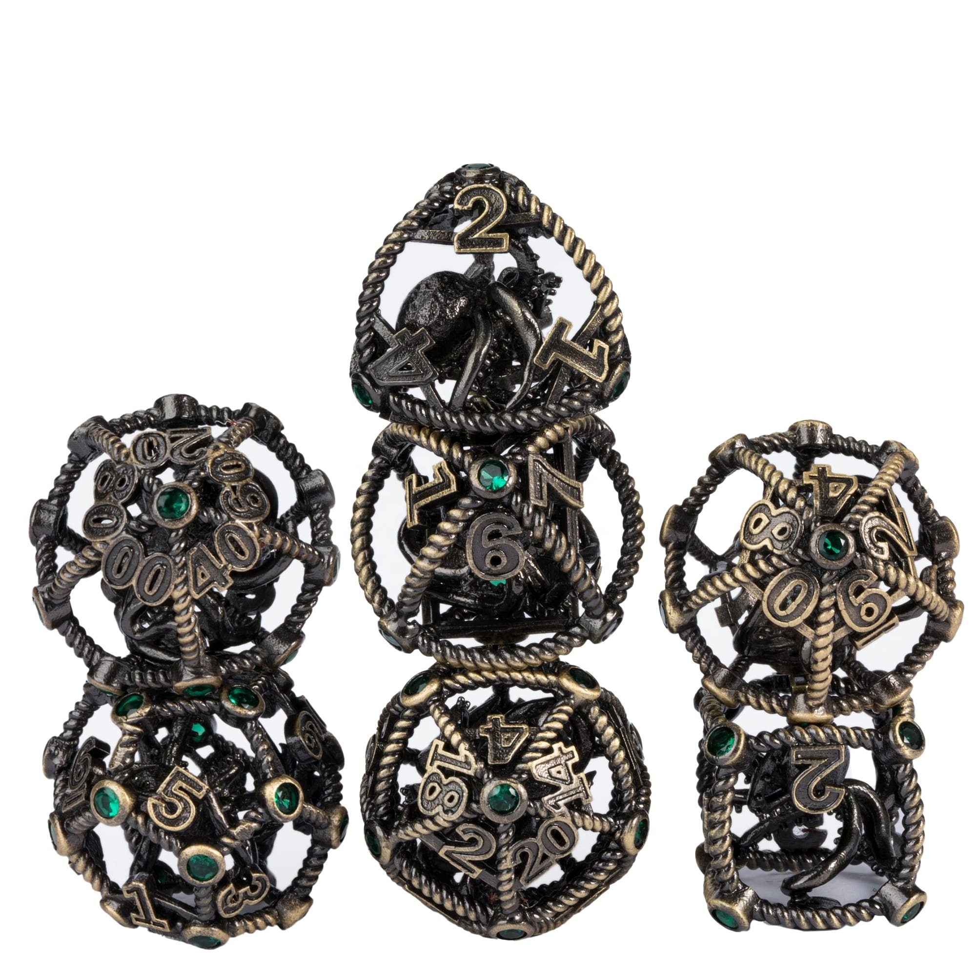 Udixi Custom Ancient Hollow Metal Diamond Octopus dice Dungeons & Dragons dice role playing game dice set