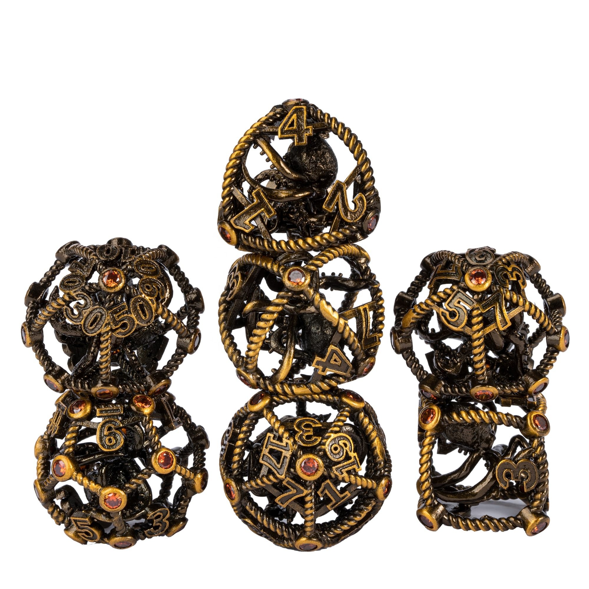 Udixi Custom Ancient Hollow Metal Diamond Octopus dice Dungeons & Dragons dice role playing game dice set