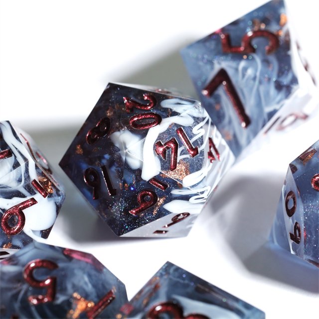 MINI PLANET Custom dnd dice Resin DND Sharp Handmade 7pcs Dice Set Polyhedral Board Game RPG Dragon and Dungeon Dice Set