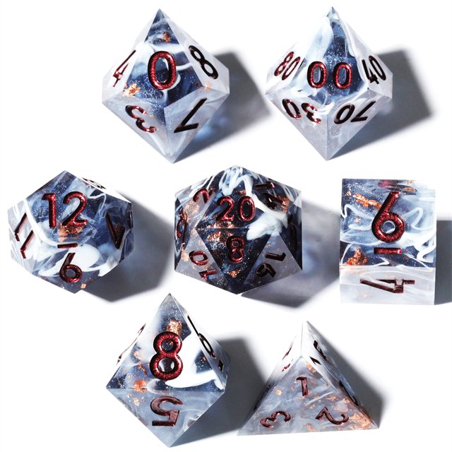 MINI PLANET Custom dnd dice Resin DND Sharp Handmade 7pcs Dice Set Polyhedral Board Game RPG Dragon and Dungeon Dice Set
