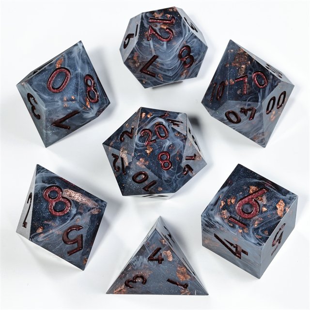 MINI PLANET Custom dnd dice Resin DND Sharp Handmade 7pcs Dice Set Polyhedral Board Game RPG Dragon and Dungeon Dice Set