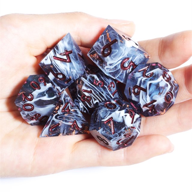 MINI PLANET Custom dnd dice Resin DND Sharp Handmade 7pcs Dice Set Polyhedral Board Game RPG Dragon and Dungeon Dice Set