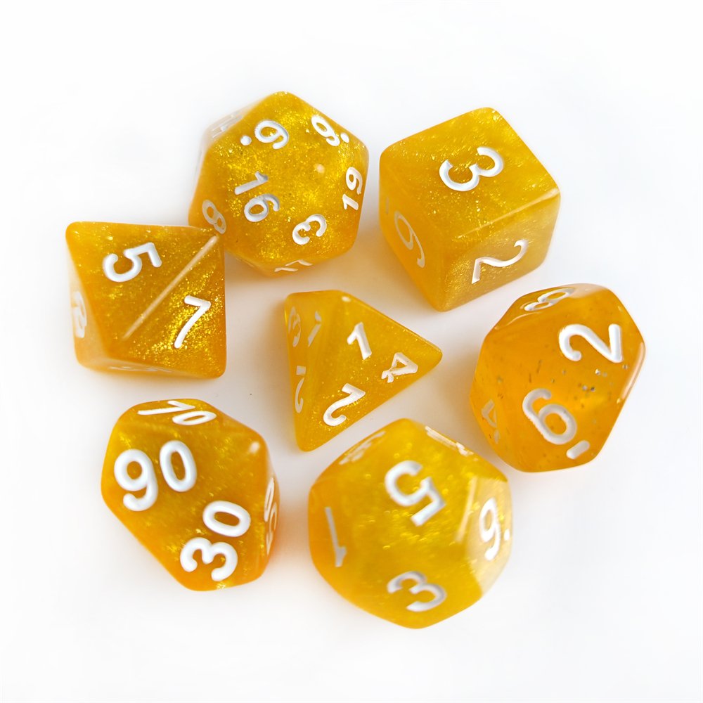 Acrylic DND Dice Dungeons and Dragons Polyhedron Transparent Glitter Rounded Corners Dice RPG Board Game Custom Dice