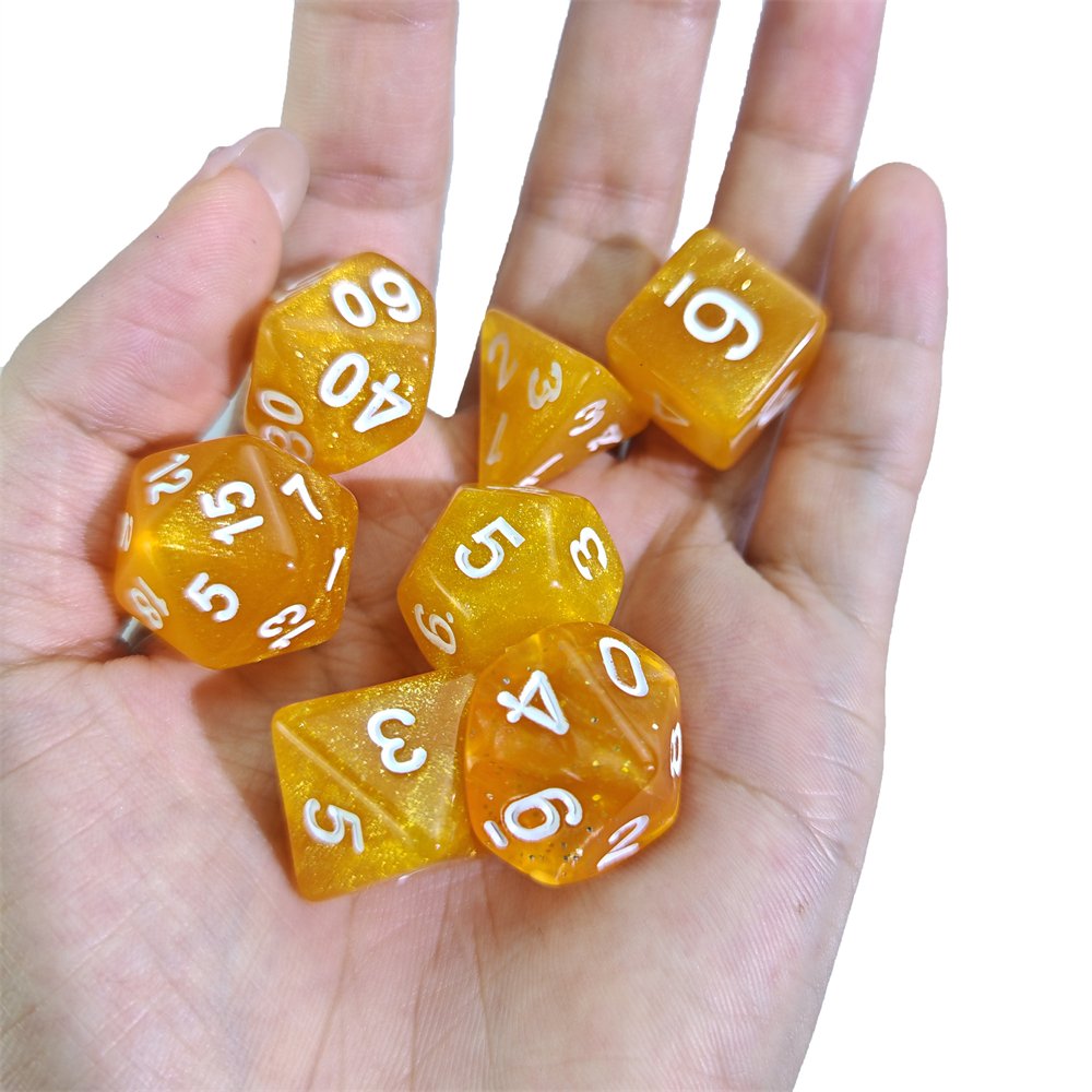 Acrylic DND Dice Dungeons and Dragons Polyhedron Transparent Glitter Rounded Corners Dice RPG Board Game Custom Dice