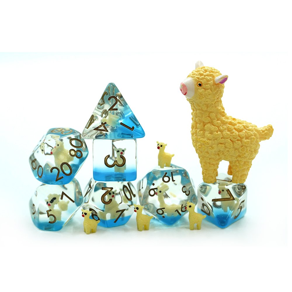 soft edge transparent resin dice polyhedral Including Alpaca resin dice