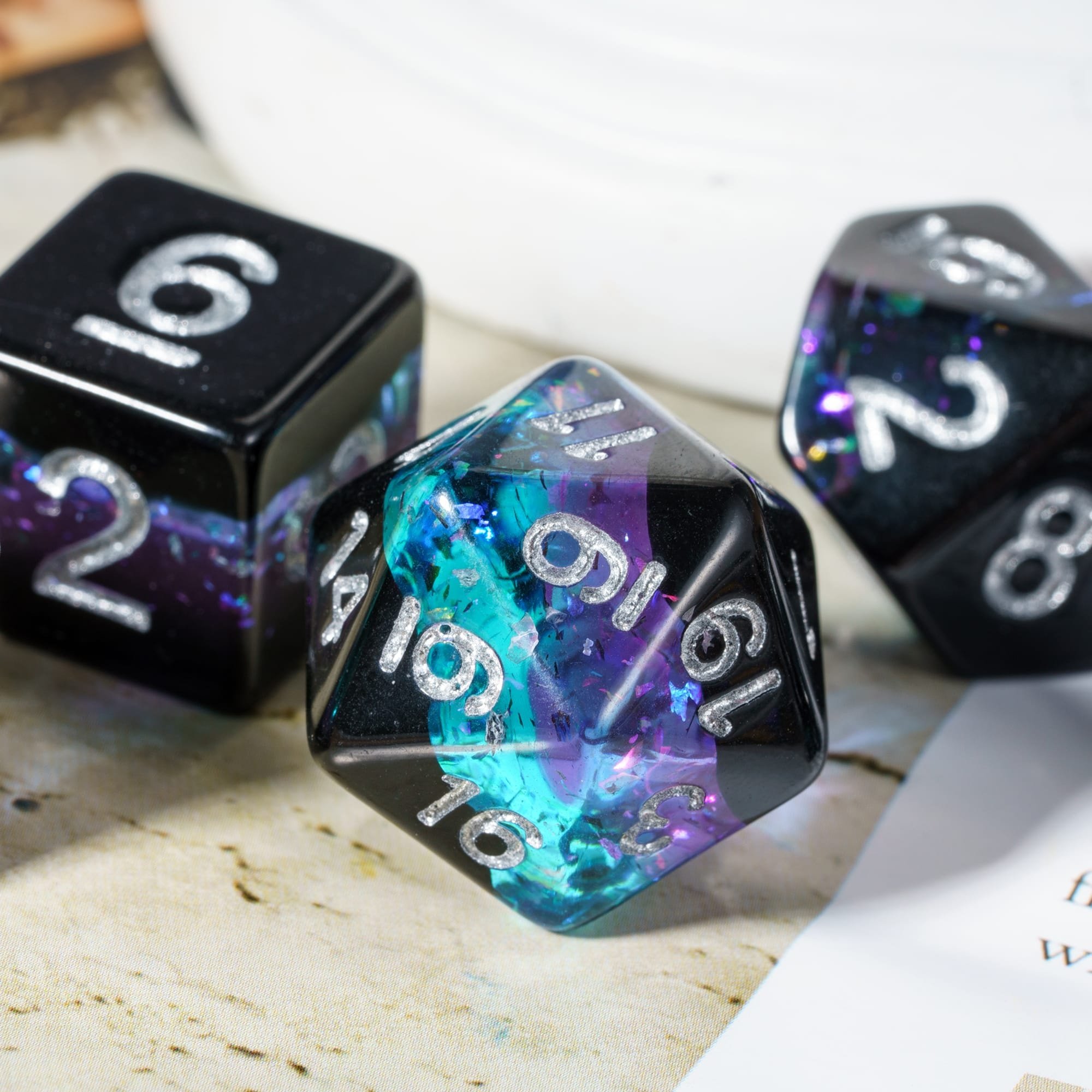 Udixi custom Layered Glitter Dice Dungeons and Dragons DND role-playing game RPG board game resin Dice Set