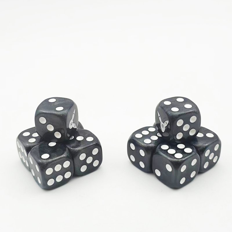 Factory Custom Black Resin 16mm Casino Dice Square D6 Sided With Round Corner And White Dot For Casino Funny Games